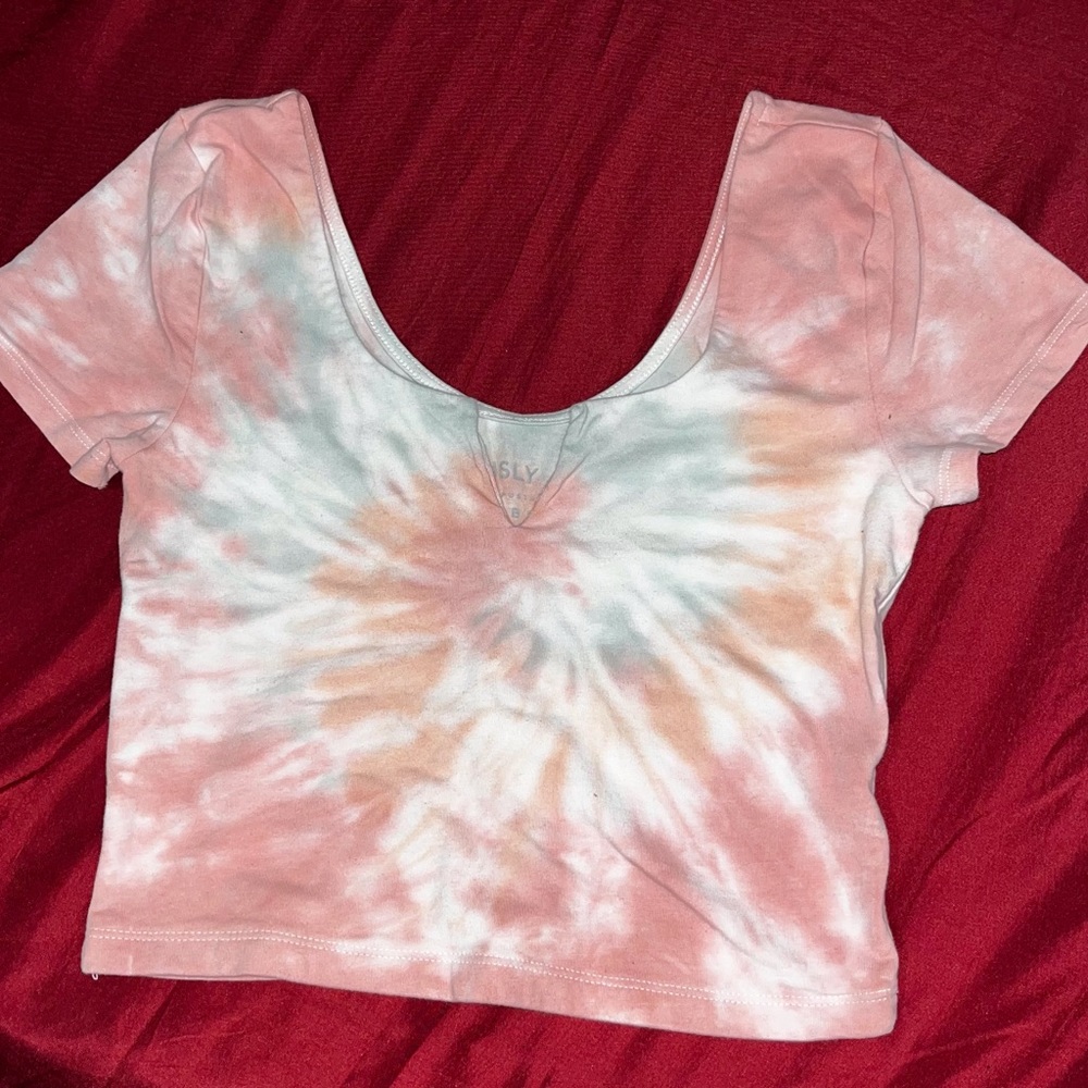 Aeropostale Seriously Soft Cropped Baby Tee, Tie-Dye Multicolor, Size Medium(M)